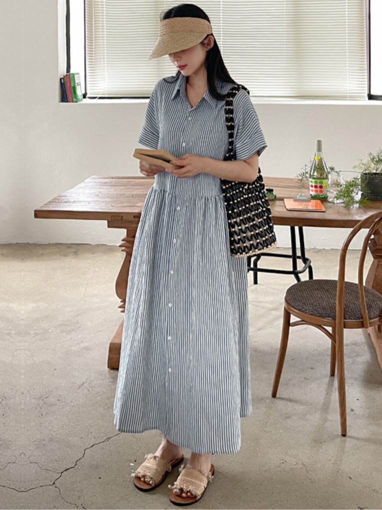 Retro Korean Style Slim Fit St - Korean Style A Line Shirt Dress recension och pris