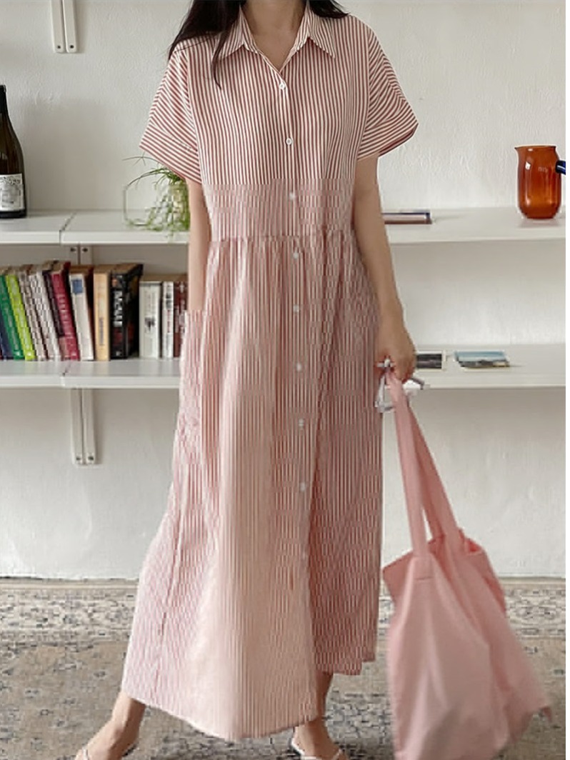Retro Korean Style Slim Fit St - Korean Style A Line Shirt Dress recension och pris