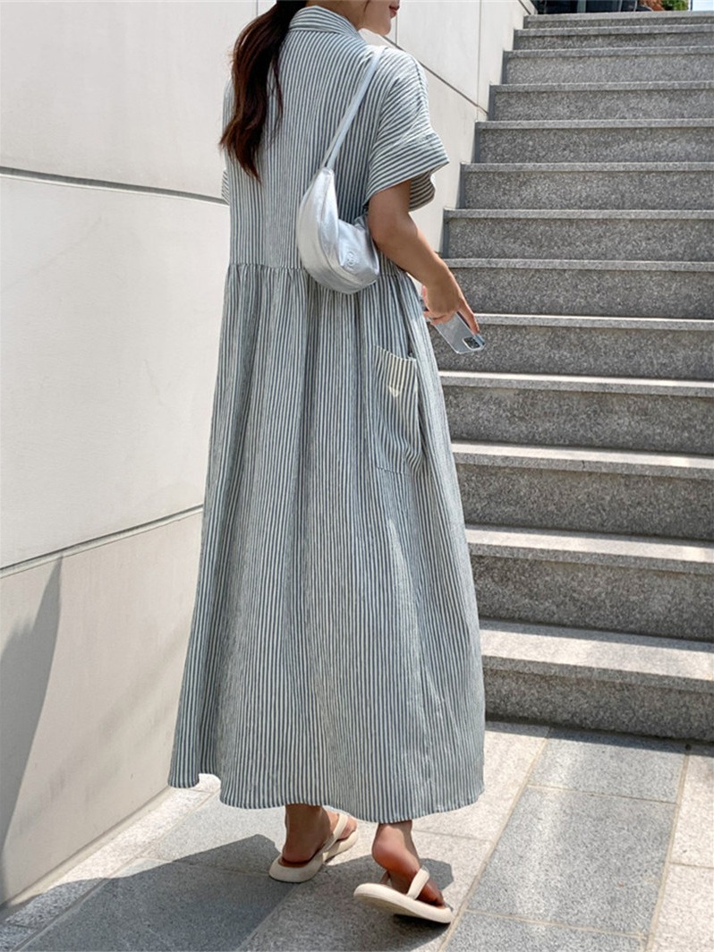 Retro Korean Style Slim Fit St - Korean Style A Line Shirt Dress recension och pris