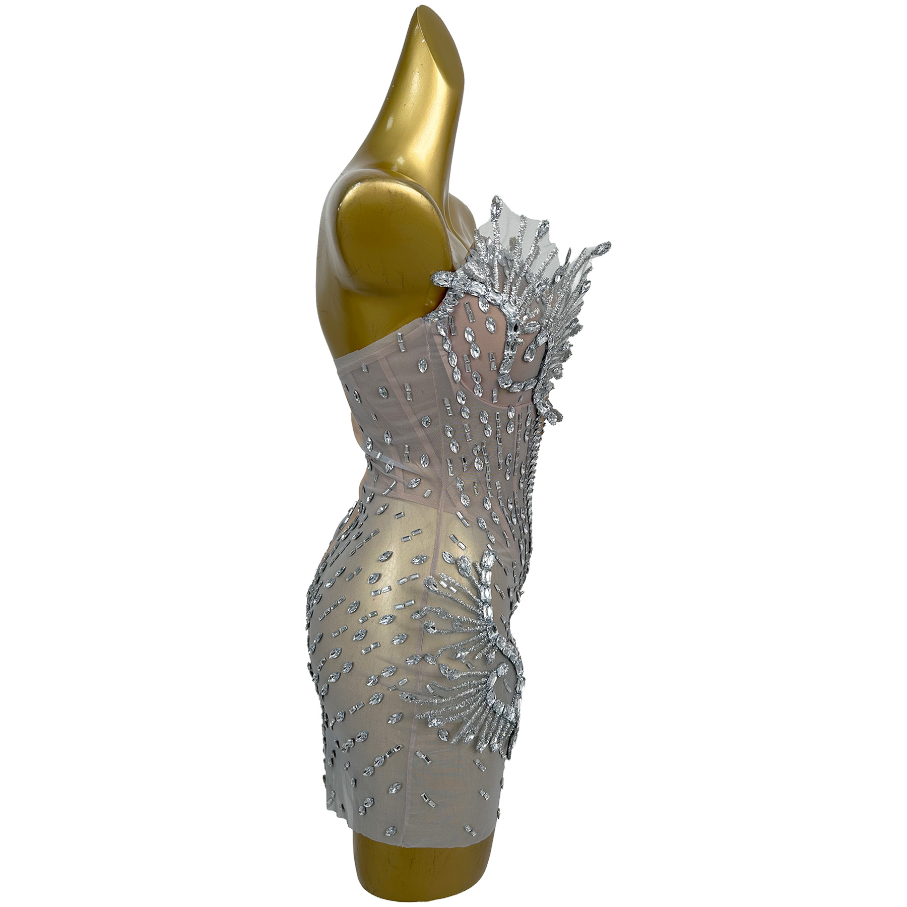 Strapless Sparkly Silver Rhine - Sparkly Rhinestone Club Party Dress recension och pris