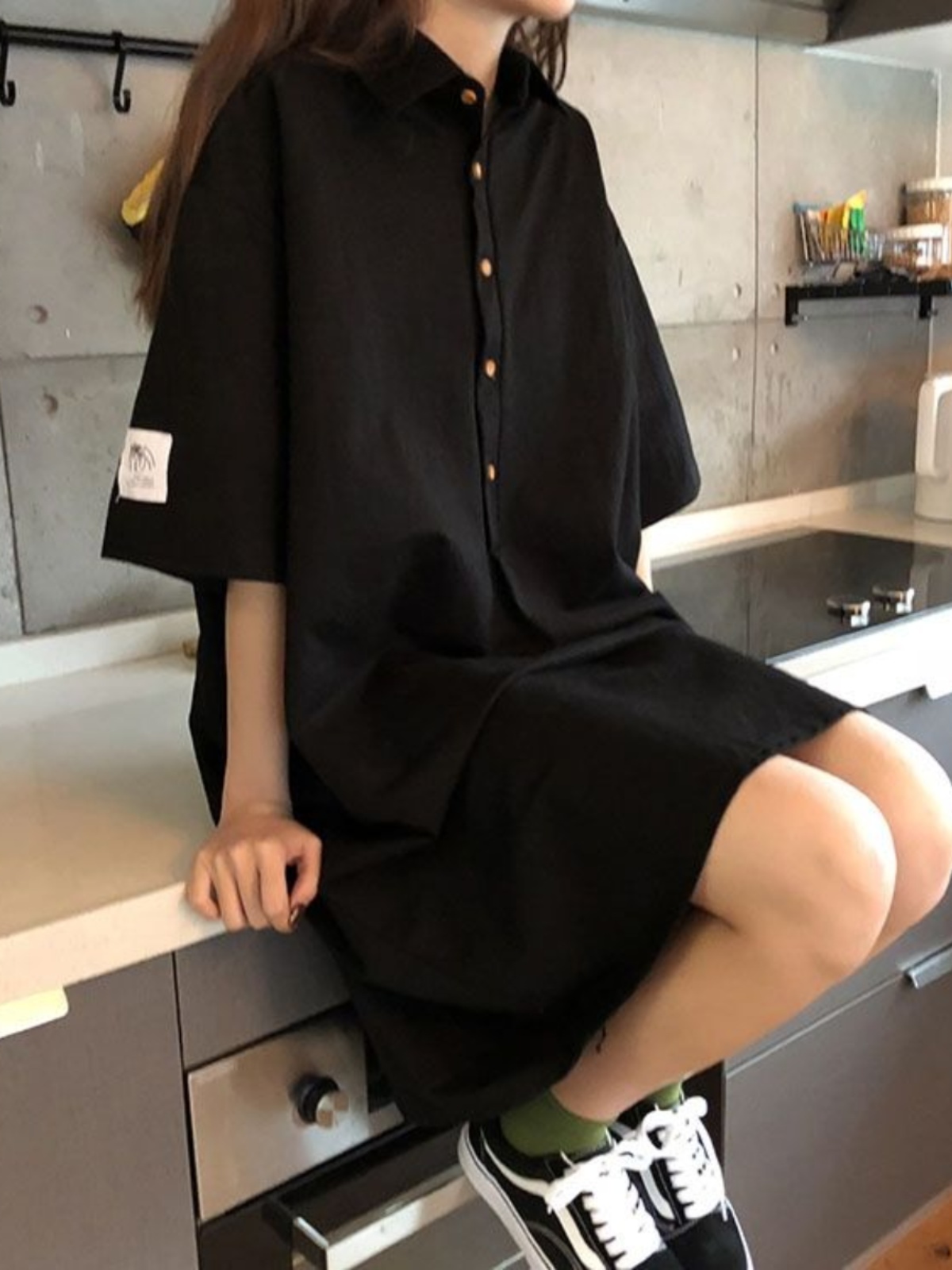 plus Size Shirt Dress Slimming - Korean Style A Line Shirt Dress recension och pris
