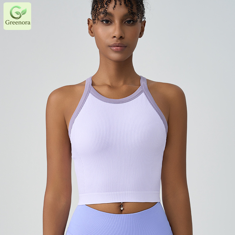 Greenora Ribbed Yoga Crop Top  - Seamless Ribbed Workout Tank Top recension och pris