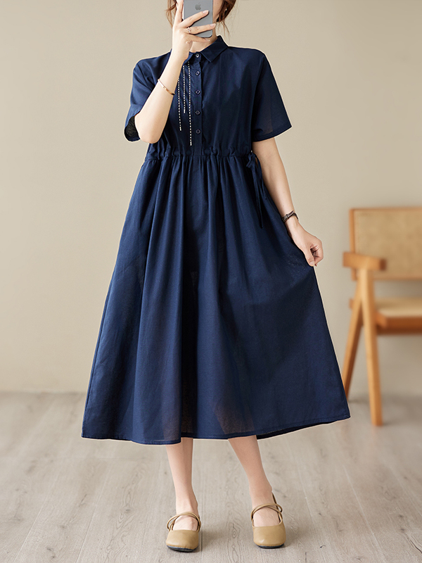 Casual Cotton Linen Embroidere - Casual Loose Linen Shirt Dress recension och pris