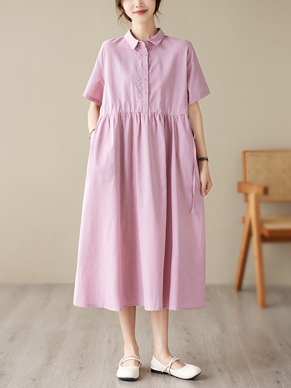 Casual Cotton Linen Embroidere - Casual Loose Linen Shirt Dress recension och pris