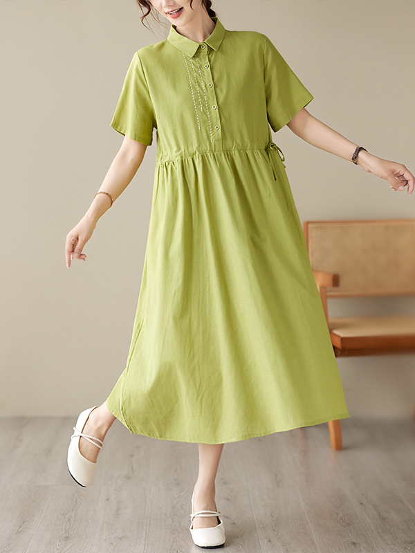 Casual Cotton Linen Embroidere - Casual Loose Linen Shirt Dress recension och pris